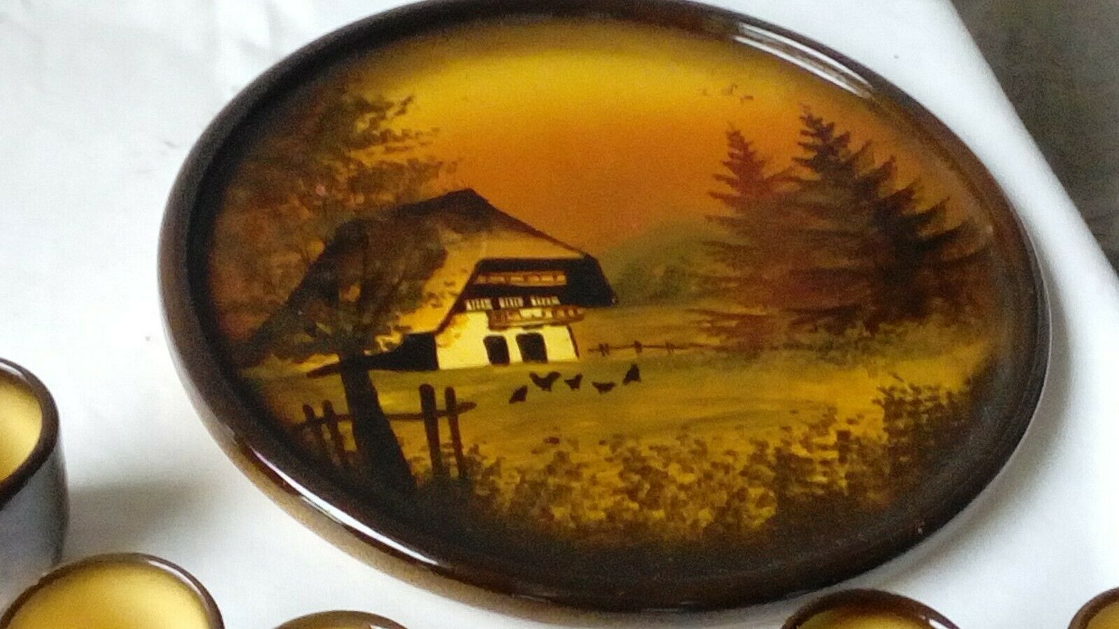 SERVICE A LIQUEUR EN FAIENCE SCHRAMBERG MAJOLICA STYLE SAINT JEAN DU DESERT