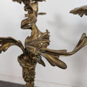Pair of Candle Holders or Candelabra in Gilded Bronze