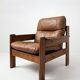 Brutalist leather armchair, 1960s