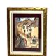 Gouache, lively street scene, South America, signed, 20th century