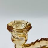 Pair of Empoli amber glass chandeliers in Art Deco style