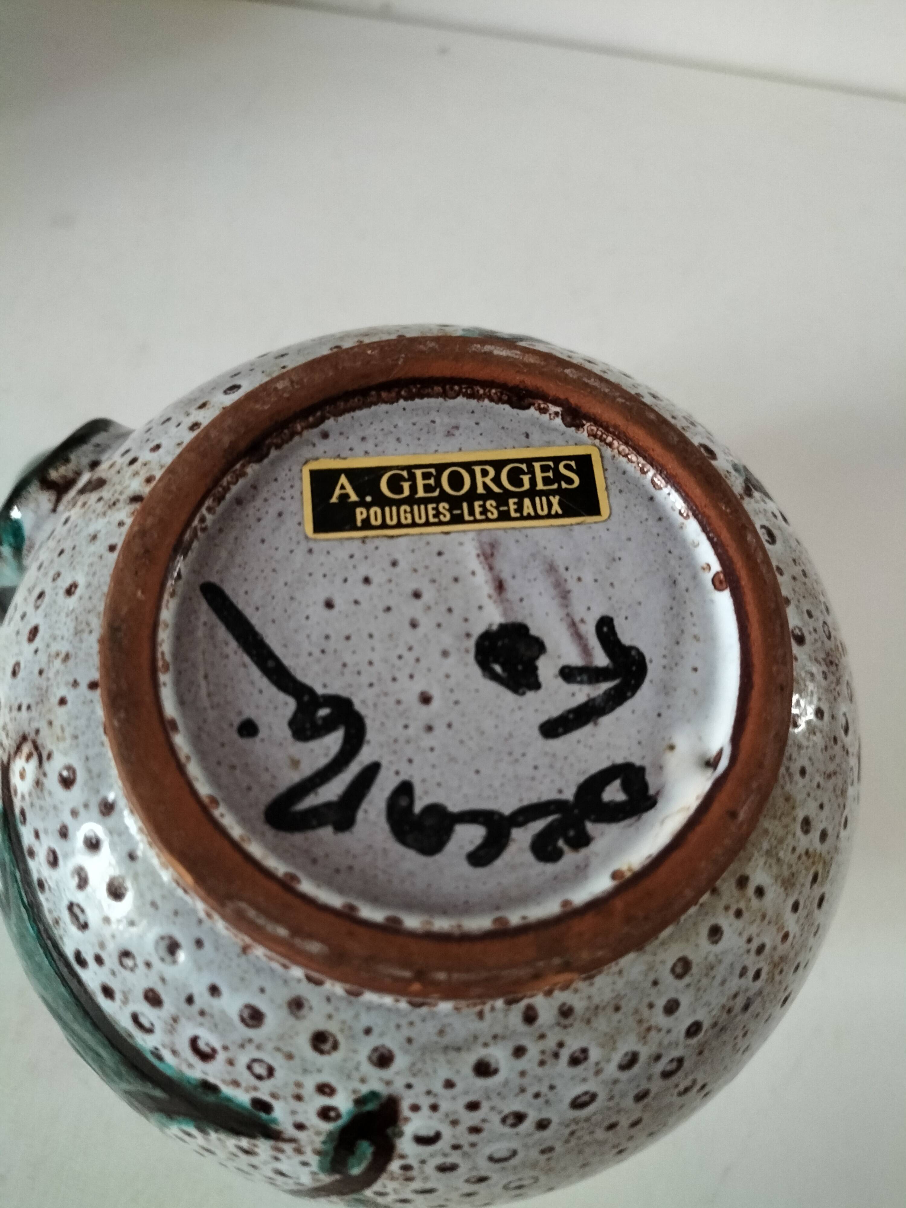 Pitcher with thistle motif by André Georges Pougues les Eaux