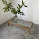 Table scandinave teck blond et verre 60