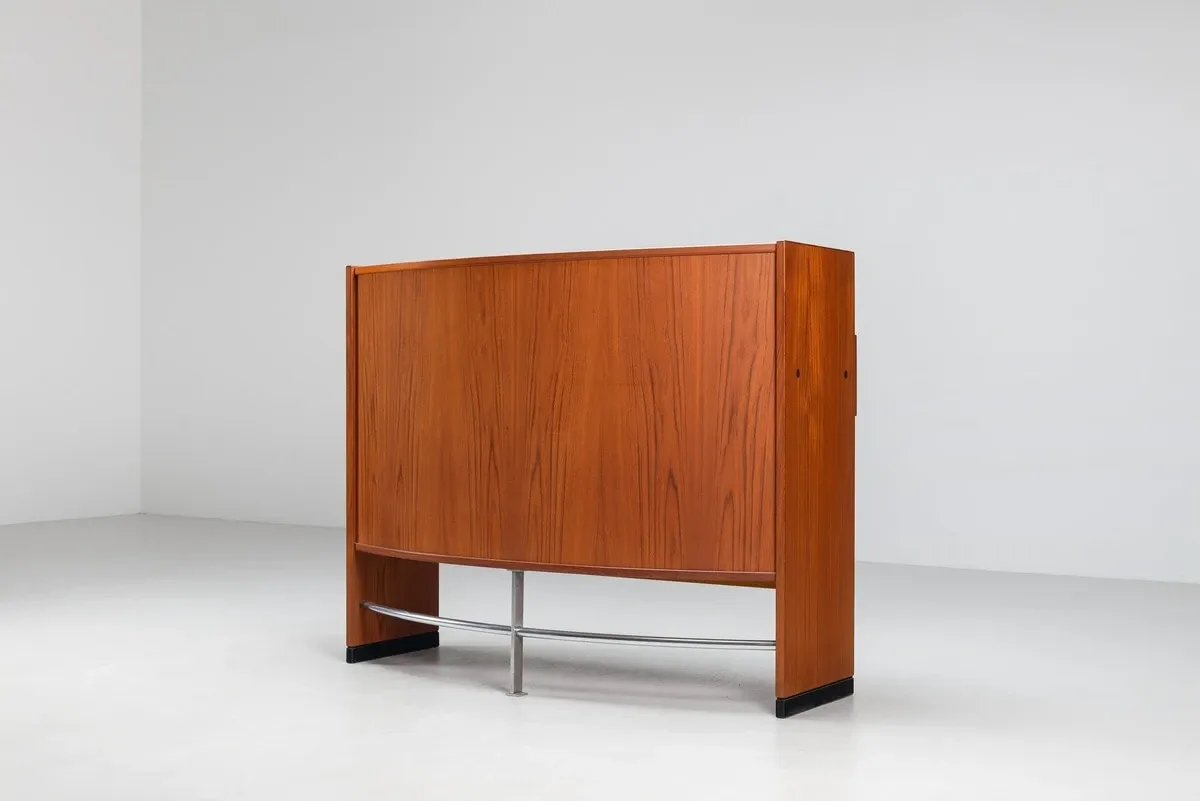 Erik Buch boomerang dry bar set in teak Dyrlund Denmark 1960