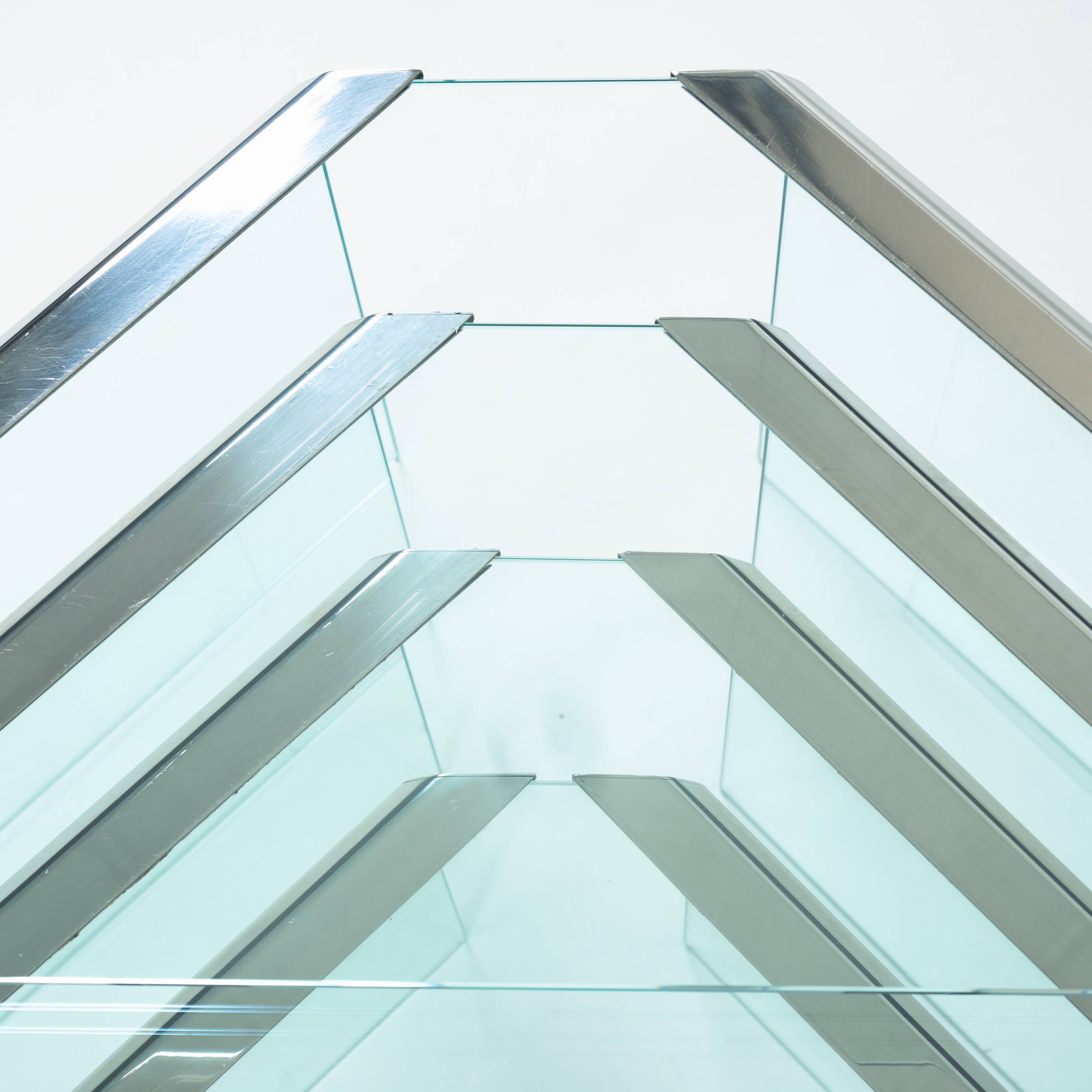 Glass & chrome Nesting Tables by Pierangelo Galotti Radice, Italy, 1970s