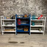 Set of three vintage folding shelves