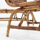 Mid century rattan benches, set of 2