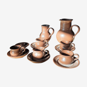 Stoneware service cups saucers pitchers