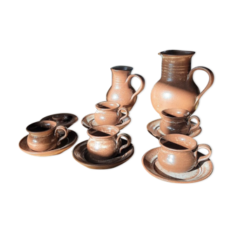 Stoneware service cups saucers pitchers