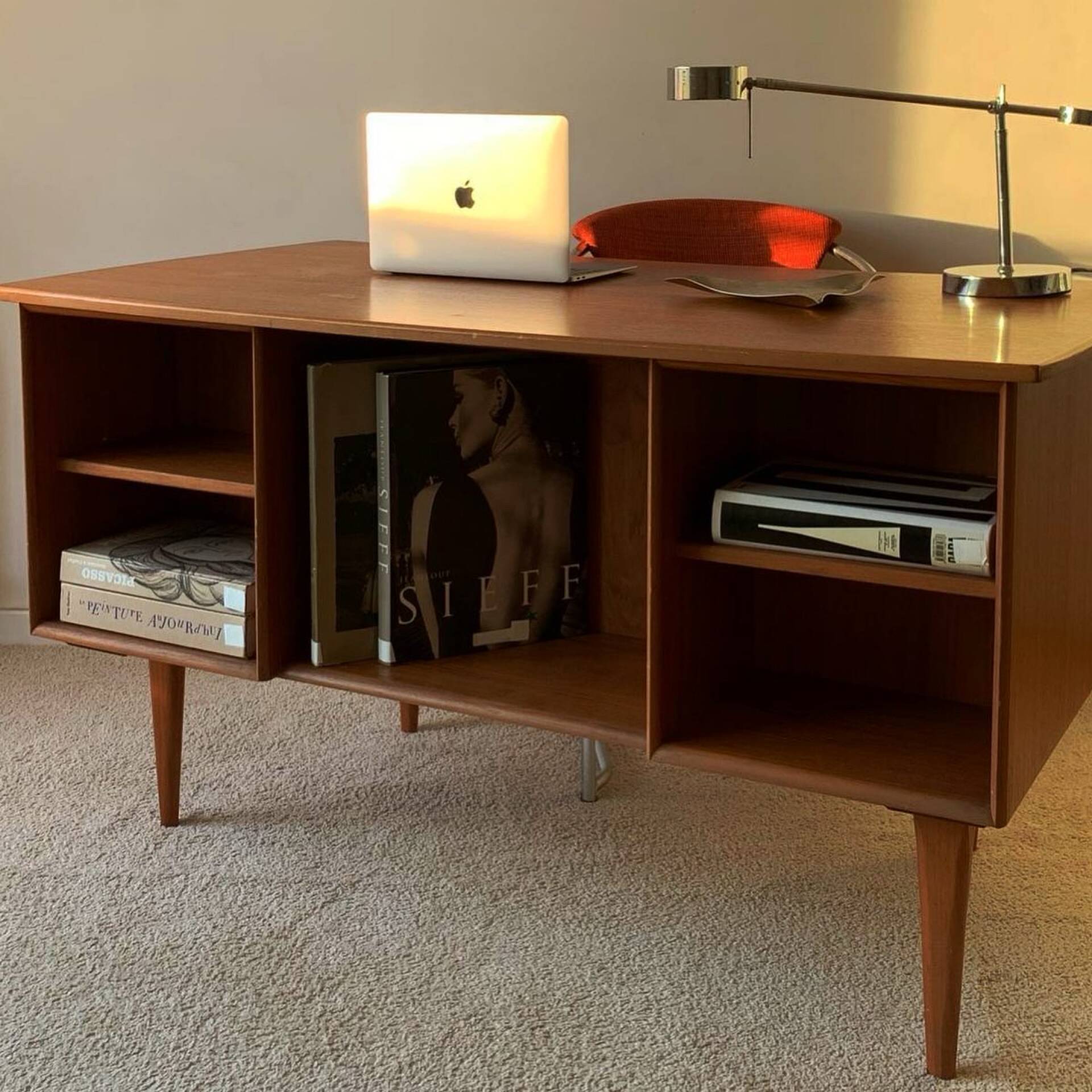 Vintage double-sided Danish teak desk