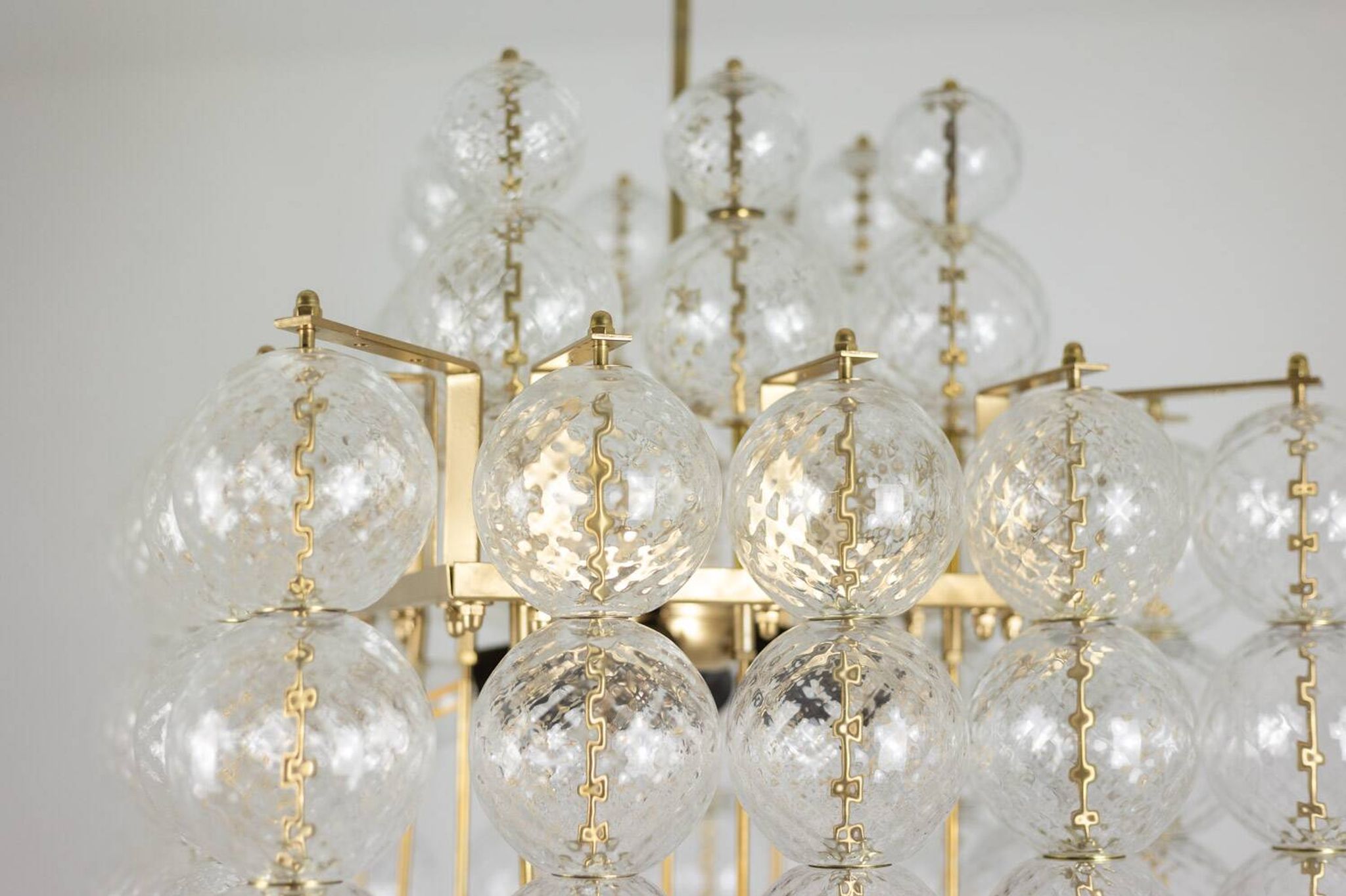 Kamenický Šenov. Glass blown chandeliers and gilded brass. 1970s.