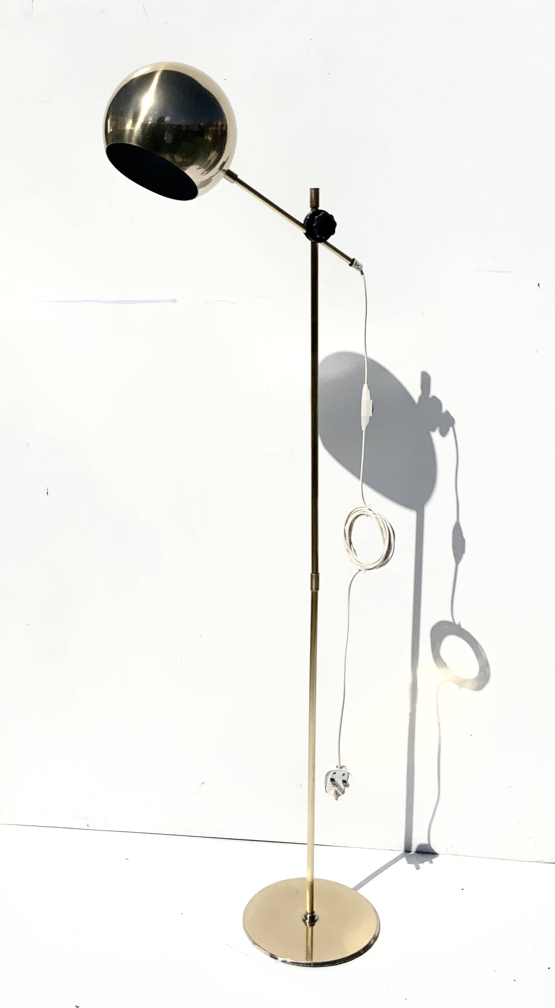 Vintage Brass Floor Lamp Bubble Height-adjustable Spotlight from IKEA 1970s
