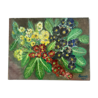 Tableau bouquet de fleurs vintage