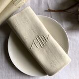 Antique napkins damascus and monogrammed tinted fresh butter