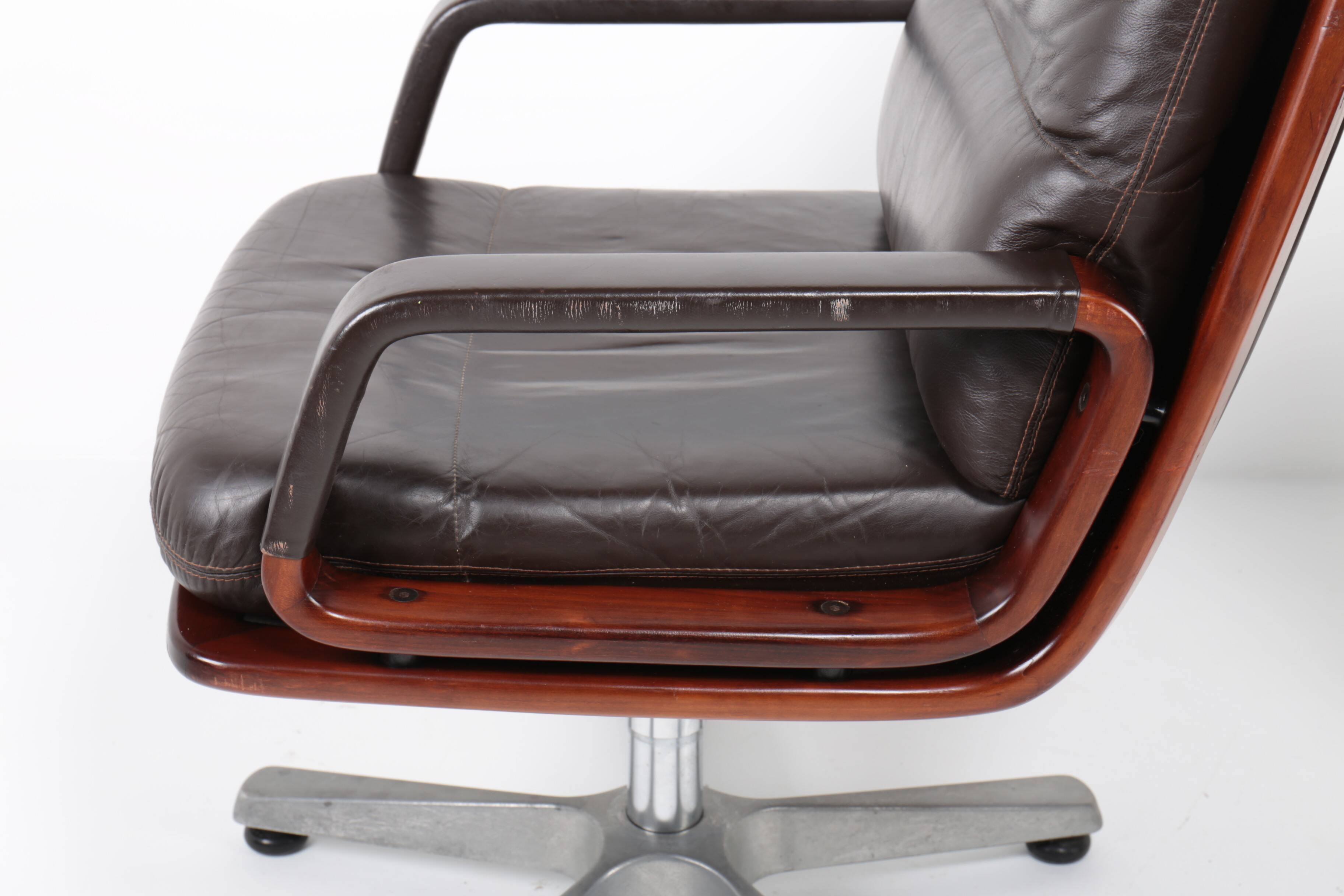 Pair of leather visitor armchairs by Eugen Schmidt