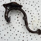 Patère d'époque art nouveau, 1910, en fonte émaillée, marron