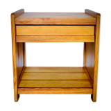 Bedside table with drawer in solid blond pine varnish 1970