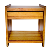 Bedside table with drawer in solid blond pine varnish 1970