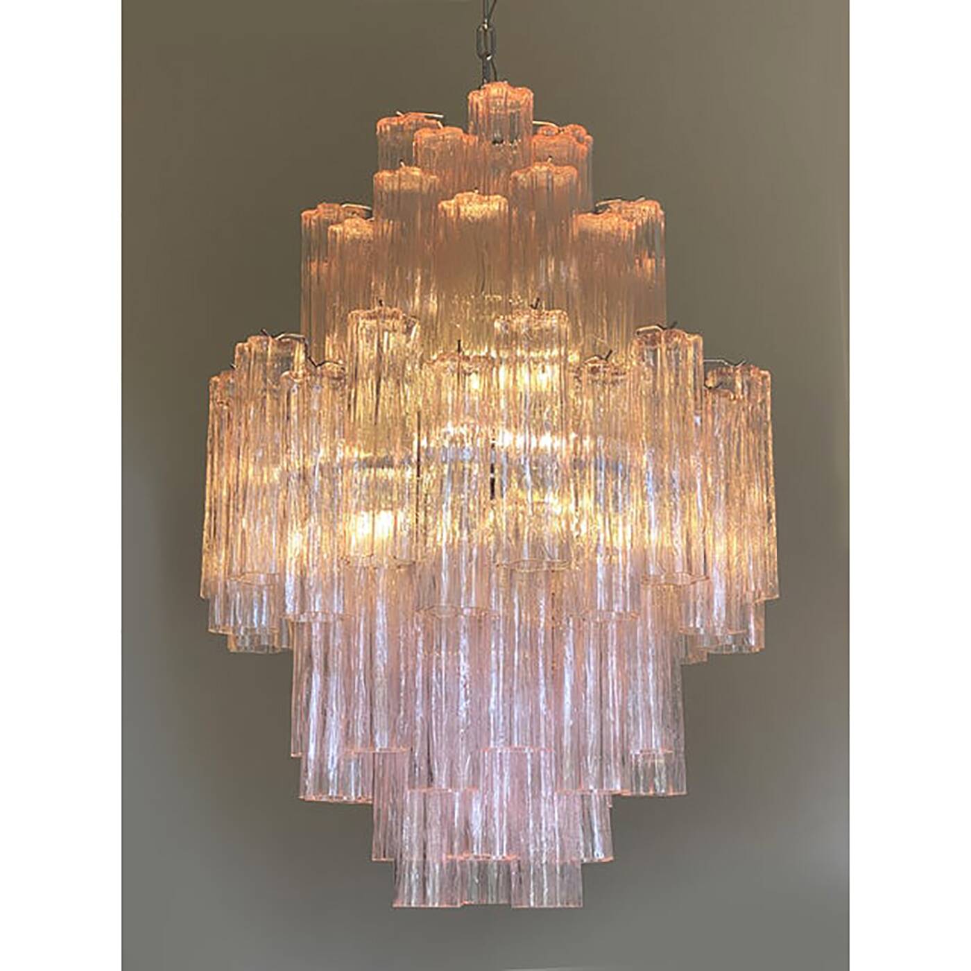 Contemporary Pink “Tronchi” Murano Glass Chandelier