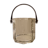 Vintage Crystal Ice Bucket with Metal Handle from the 70s