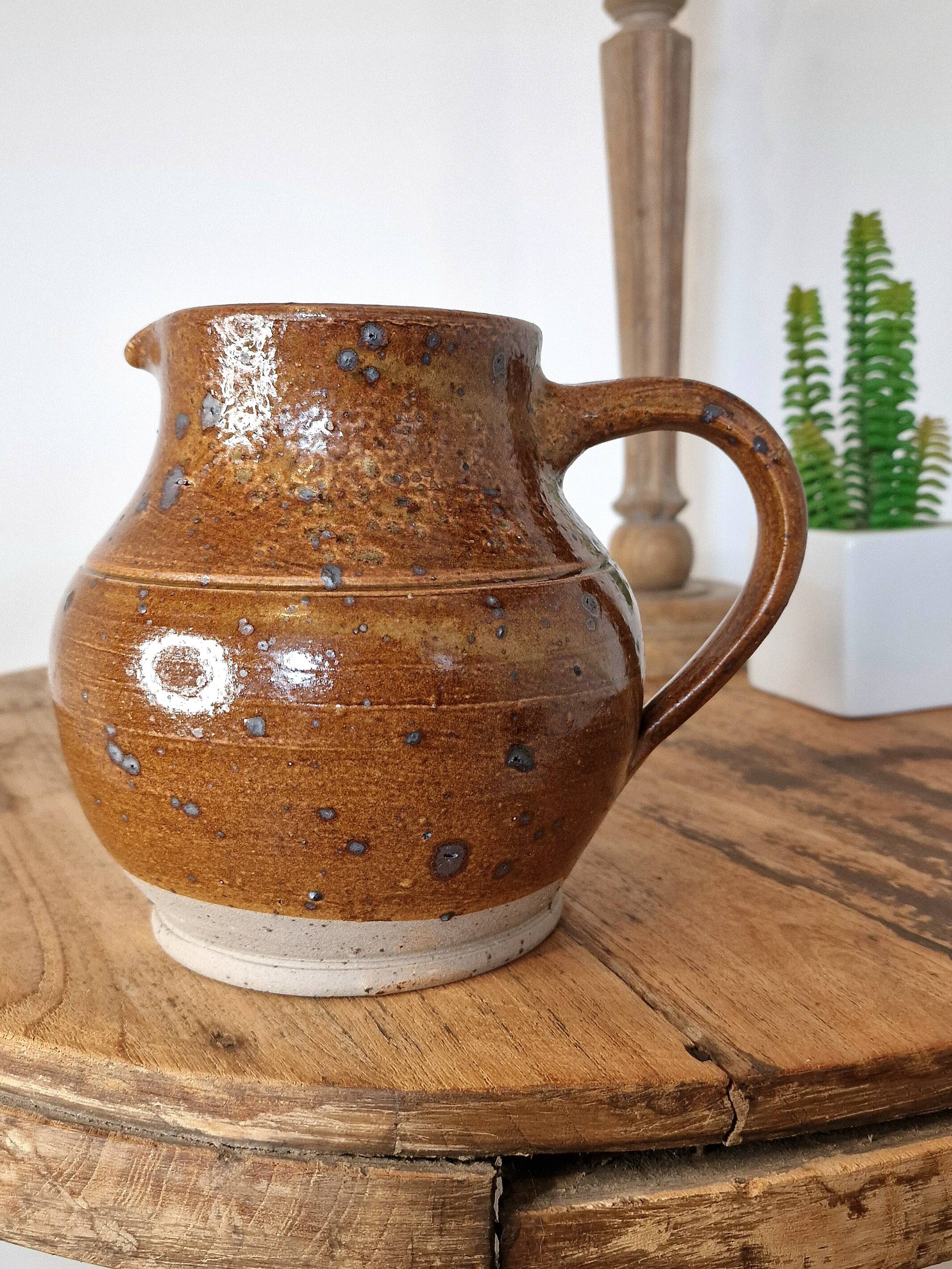 Vintage jug in pyrite stoneware signed JPG – handmade ceramics 70