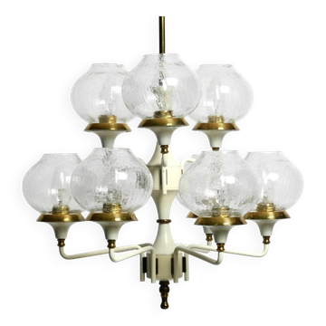 Lustre  en laiton et verre des années 1960 par Hans Agne Jakobsson.
