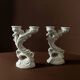 Two White Biscuit Porcelain Candleholders, Vintage Ceramic Candlesticks, Italy 1930s – Elegant Rococo-Style Decor