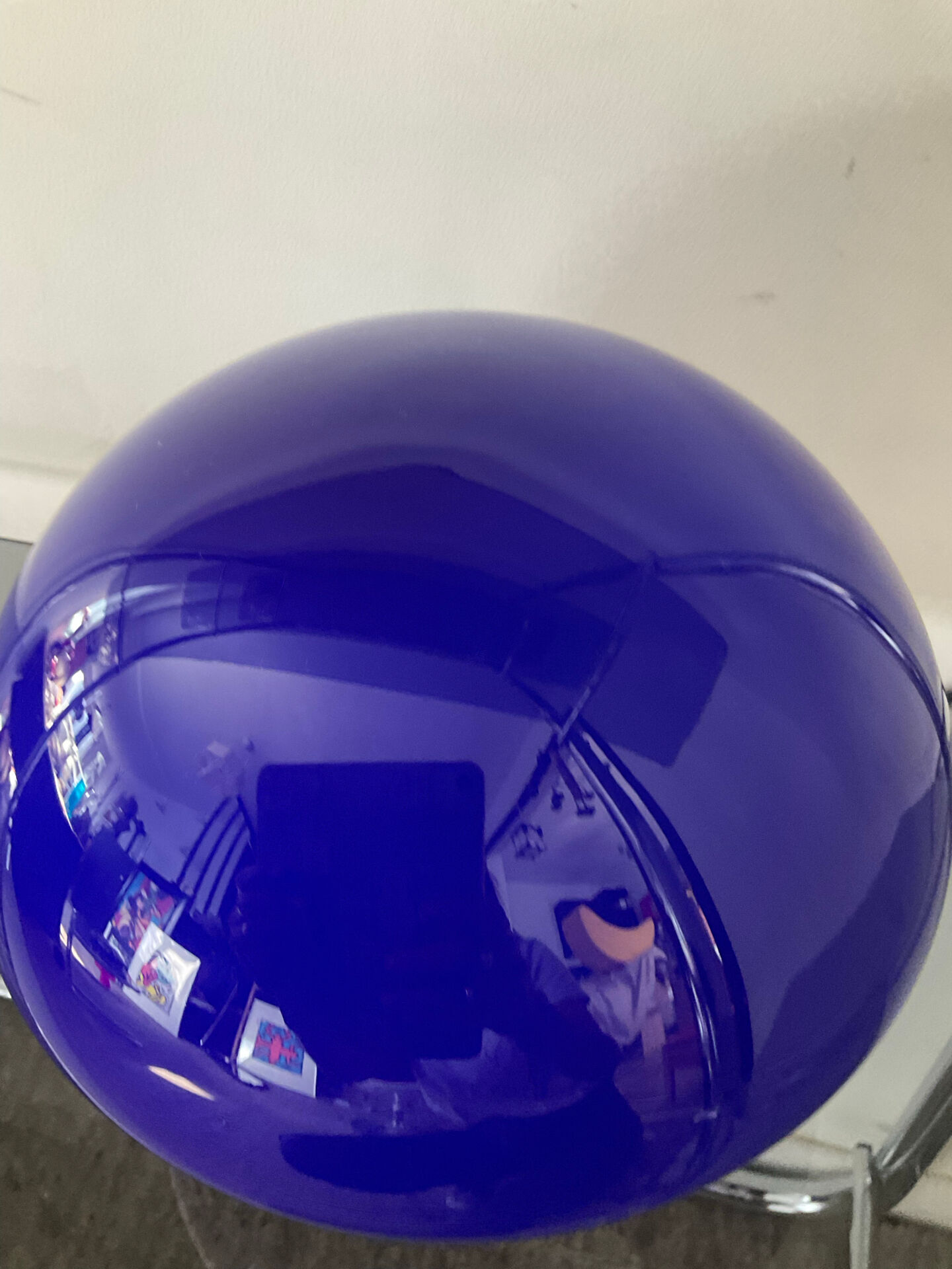 Vintage blue opaline mushroom lamp from the 1980s.
