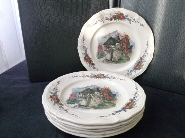 Set of 6 plates Digoin Sarreguemines Model Obernai Diameter 23 cm