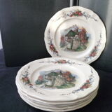 Set of 6 plates Digoin Sarreguemines Model Obernai Diameter 23 cm
