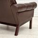 1970s, Danish armchair, original brown furniture leather.