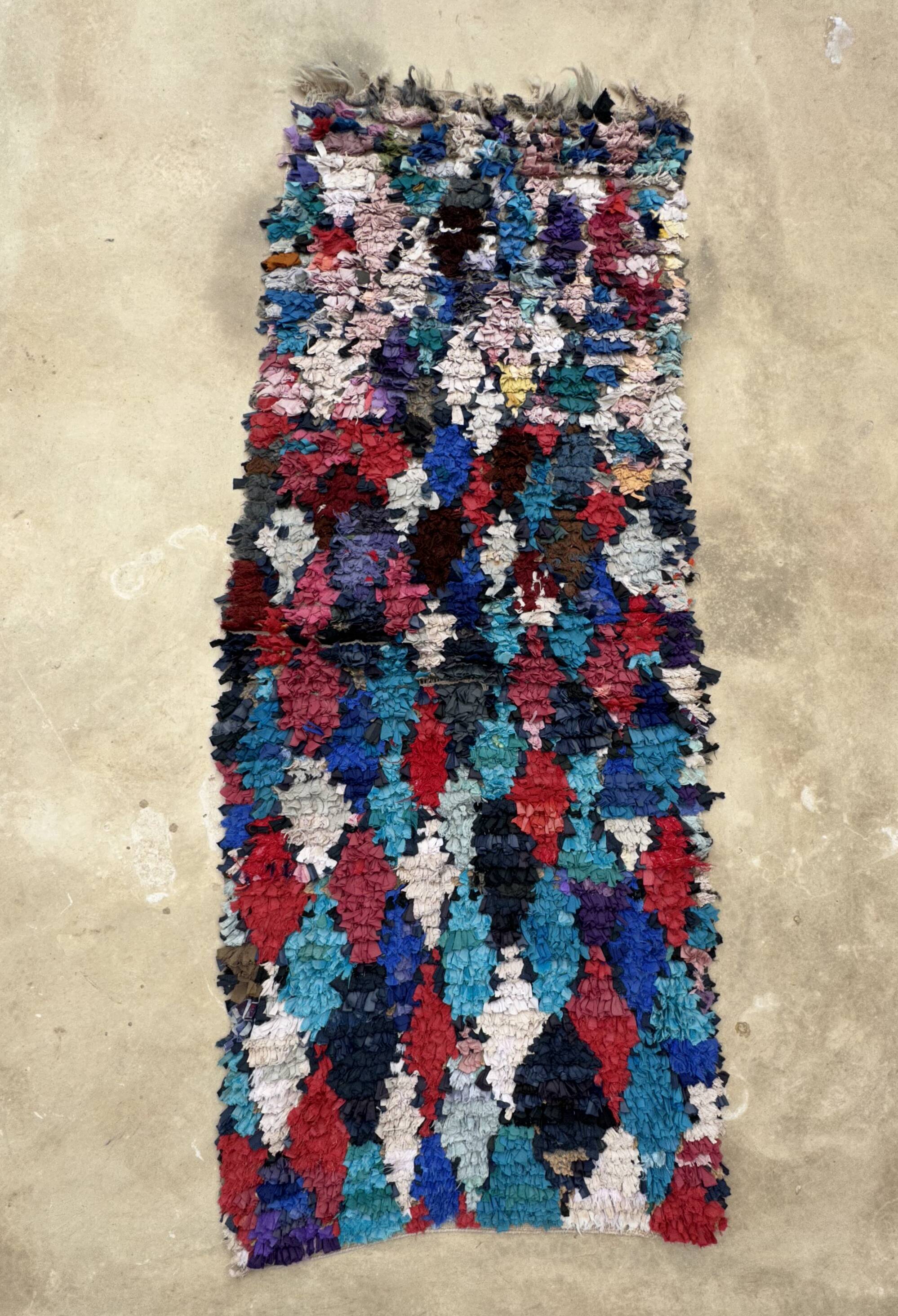 Tapis Marocain Boucherouite coloré - 87 x 215 cm