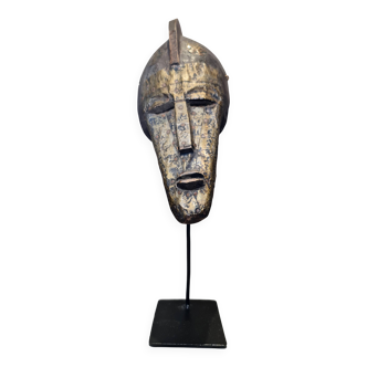 Masque africain malien Warka Marka en bois et métal sculpté