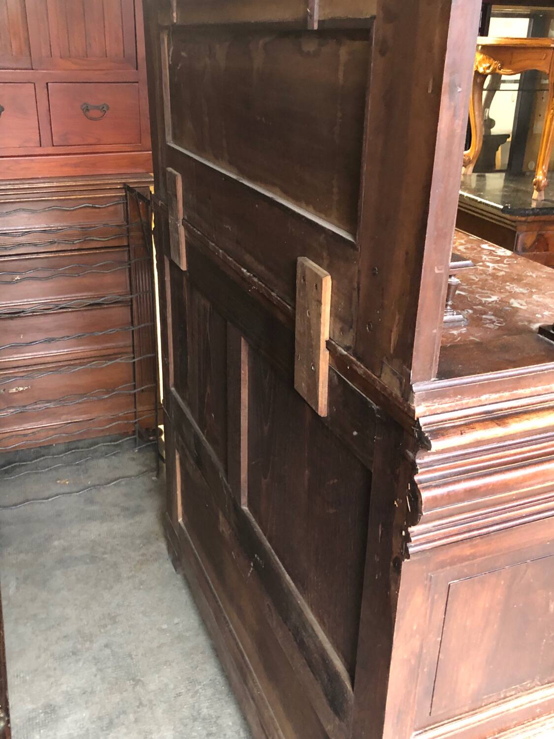 Renaissance sideboard / china cabinet with marble top