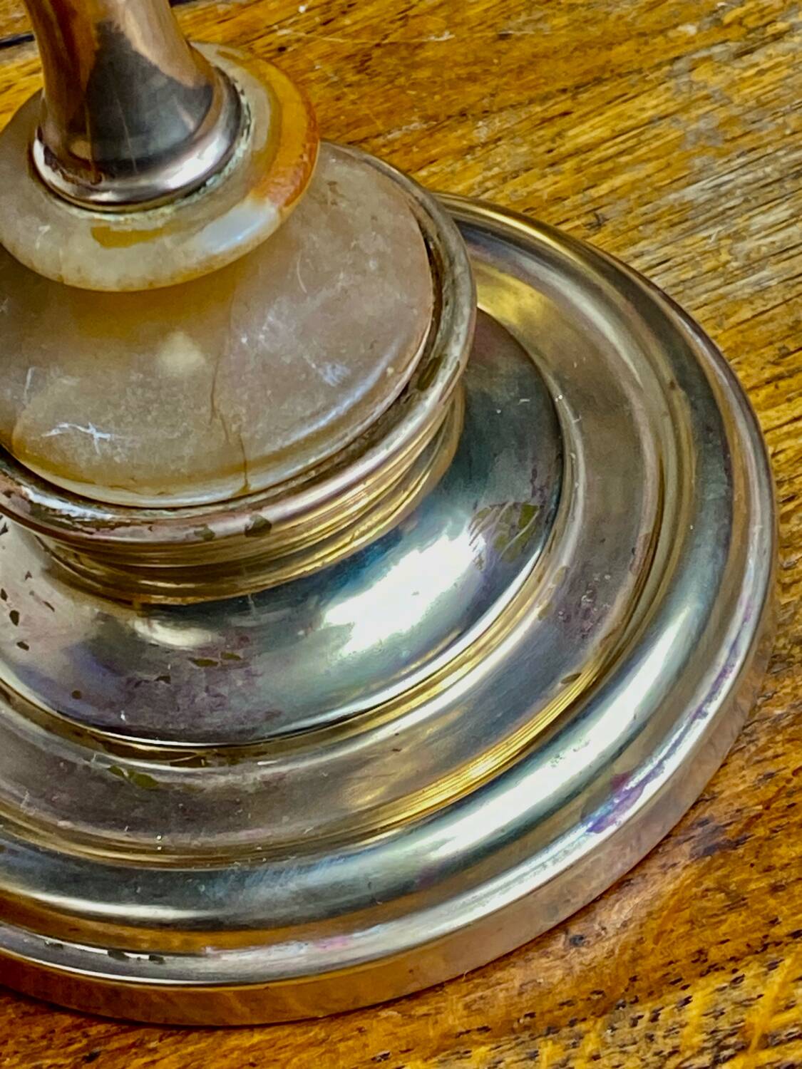 Brass and stone candlestick