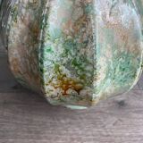 Iridescent glass ball vase with cut sides – Art glass style, unique piece