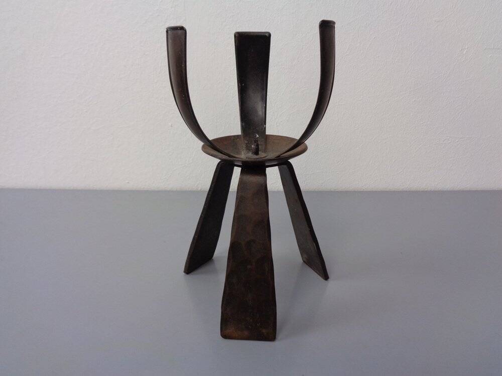 Brutalist Iron Candleholder, Germany, 1960s