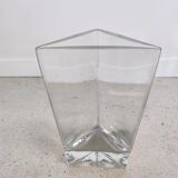 Triangular vase in thick transparent glass H:30cm