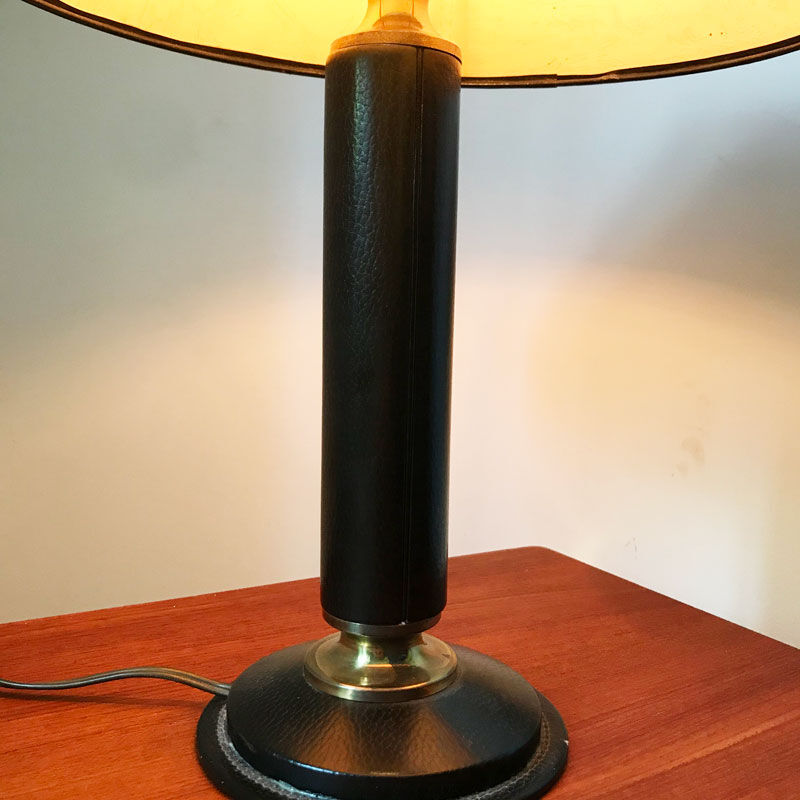 50s black leather lamp