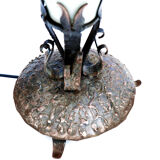 1960s Mid century modern copper table lamp, kerosene lamp, Poland