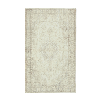 Handmade unique oriental beige rug 167 cm x 283 cm