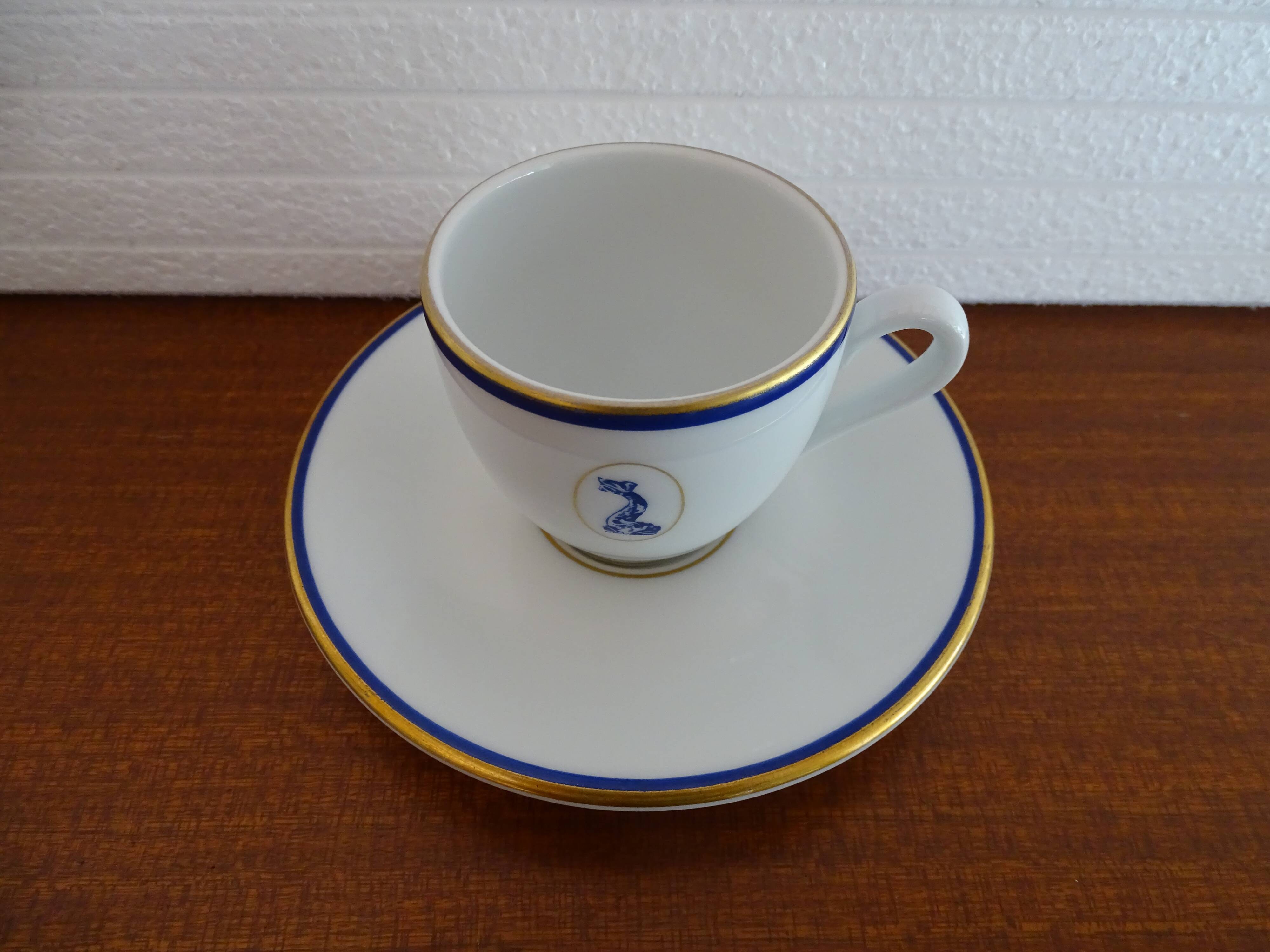 Bernardaud Limoges porcelain coffee service dolphin model - B & Cie - 4 people