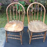 2 vintage bistro chairs called gondolas in solid oak.