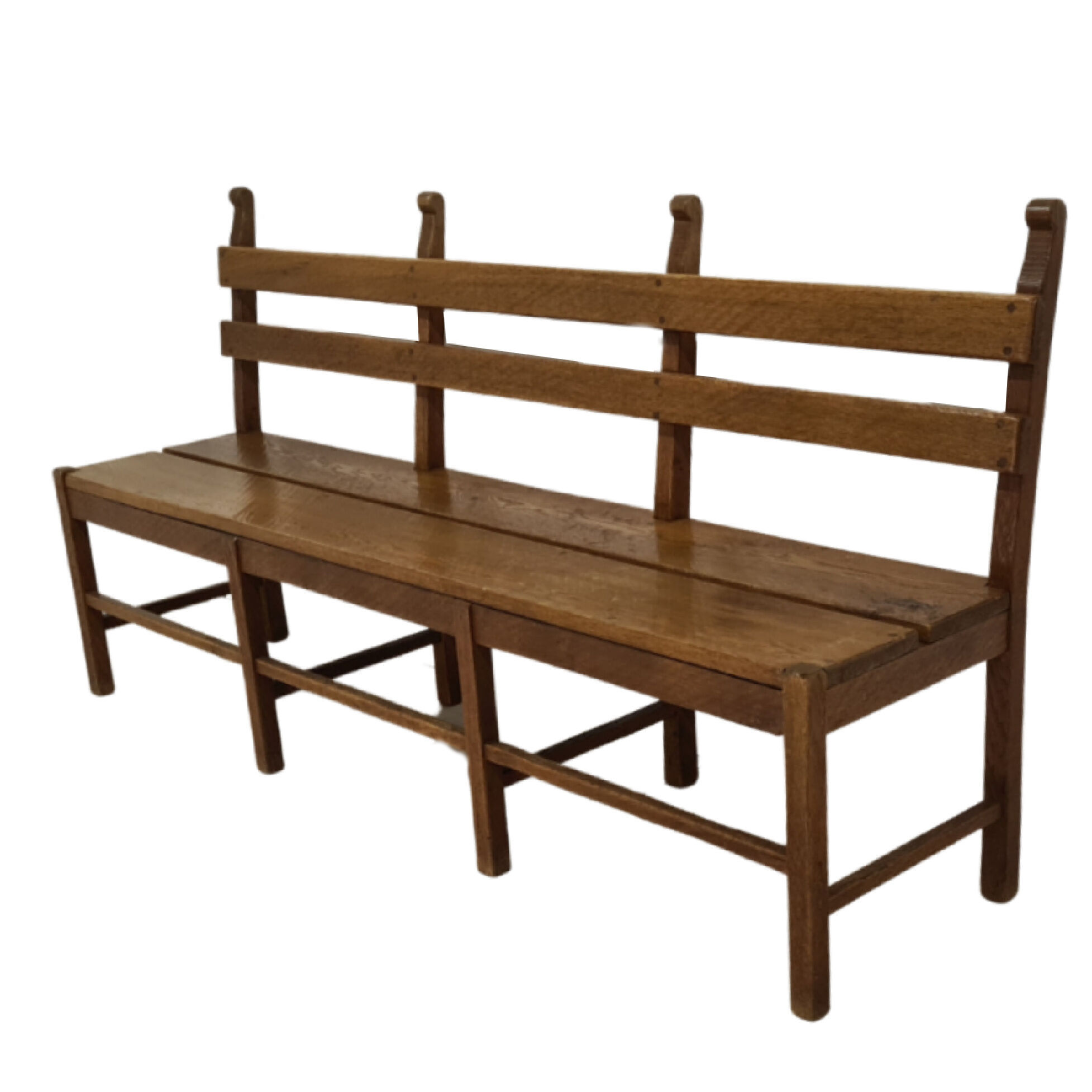 Solid oak brutalist robust bench, Netherlands 1950s