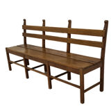 Solid oak brutalist robust bench, Netherlands 1950s