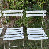 Set of 4 vintage folding chairs in metal and wood