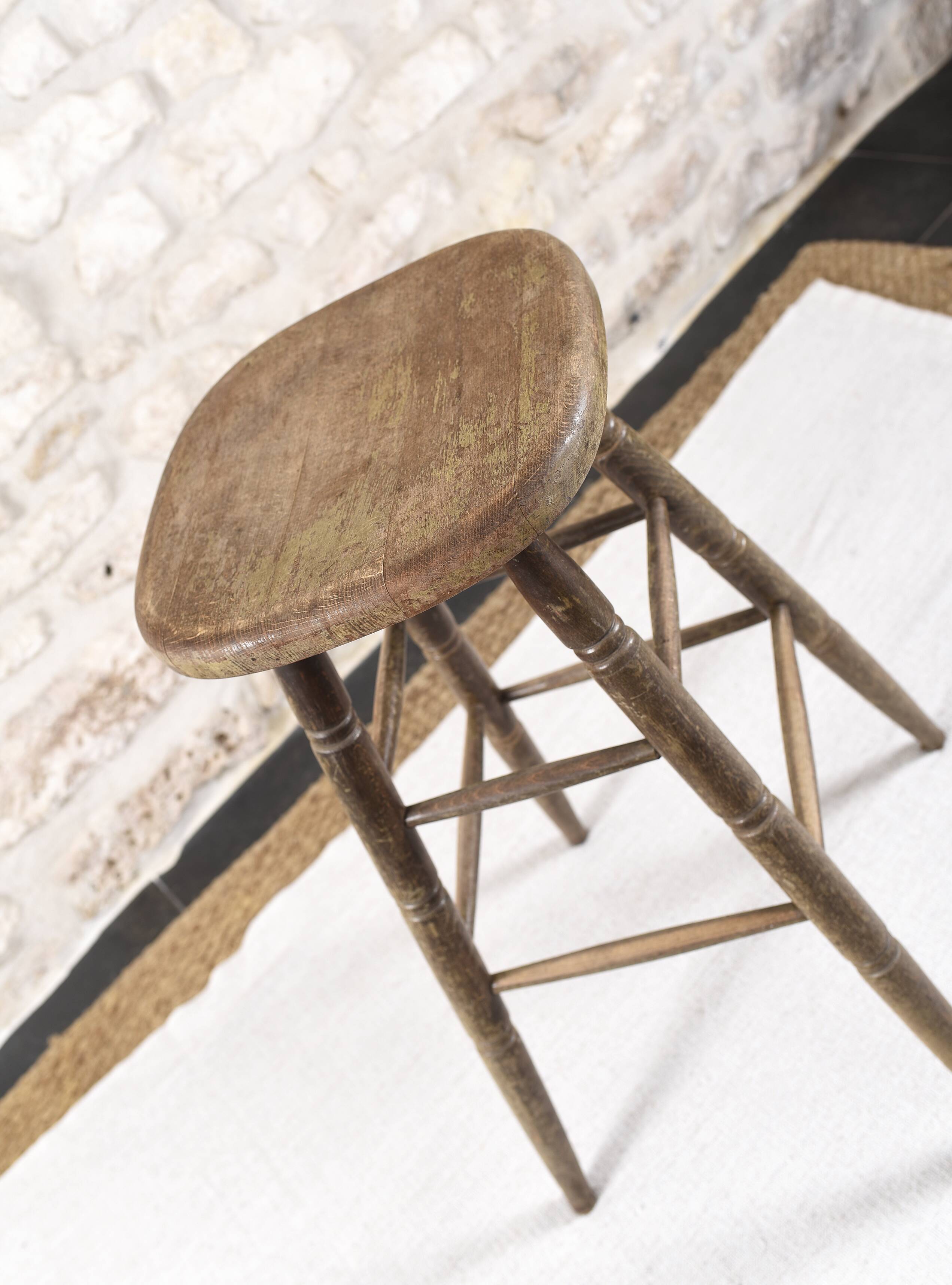 Large solid wood bar stool
