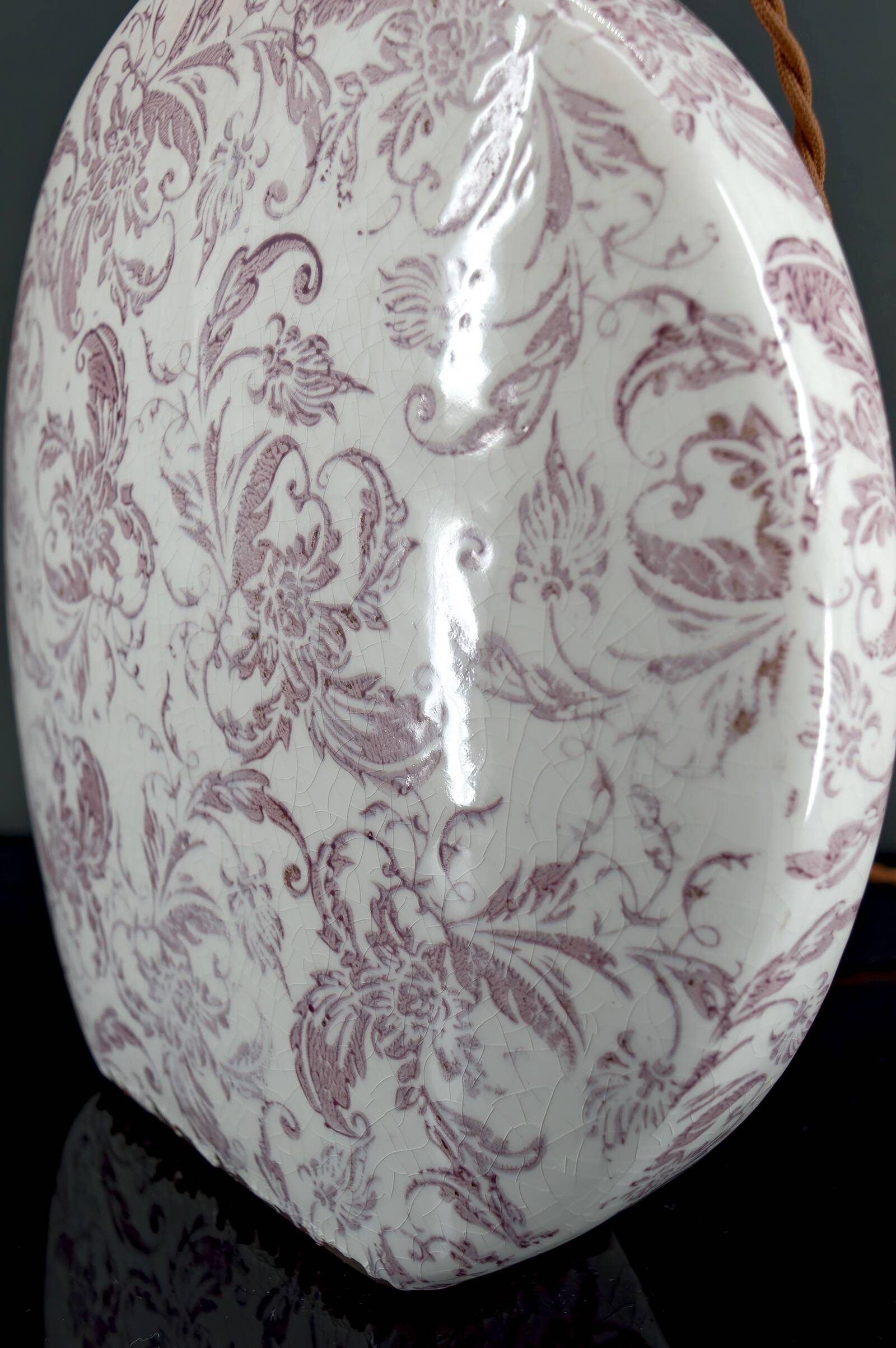 Ceramic lamp, crackled enamel, Shabby Chic, 20th century