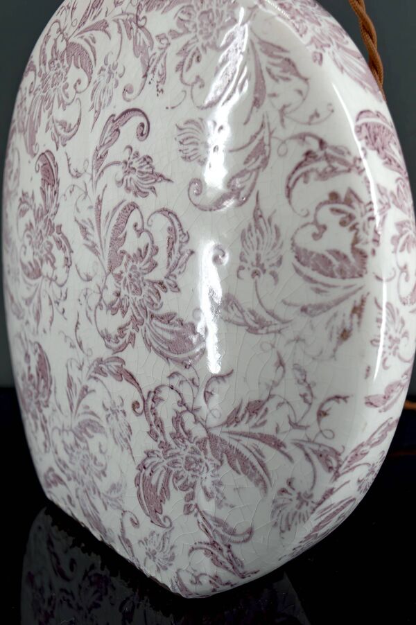 Lampe en céramique, Email craquelé, Shabby Chic, XXe