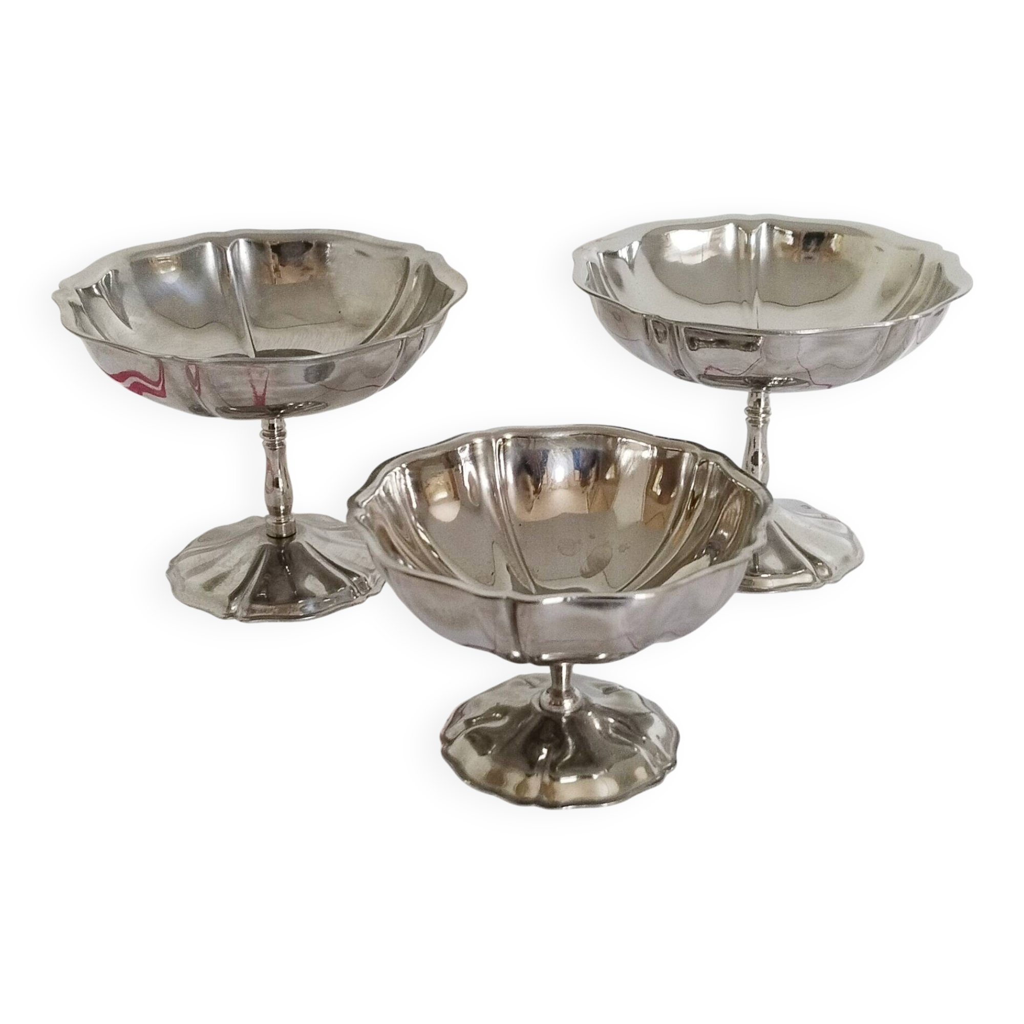 Set of 3 ice cream cups on foot, Guy Degrenne (ref 10)